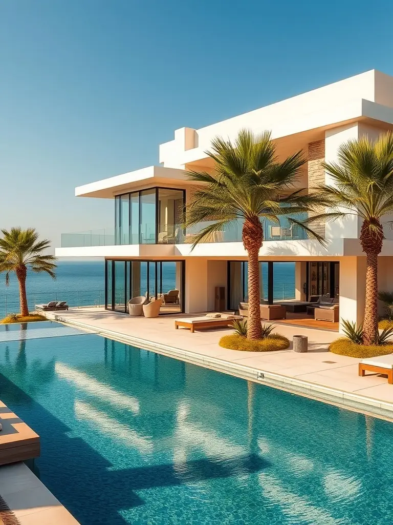 A spacious two-bedroom apartment on Palm Jumeirah, showcasing its beachfront access, private pool, and stunning views of the Arabian Gulf.